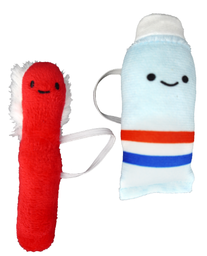 Rode tandenborstel met tube tandpasta