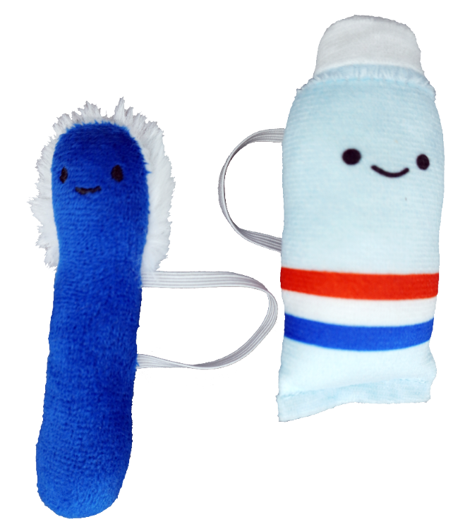 Blauwe tandenborstel met tube tandpasta