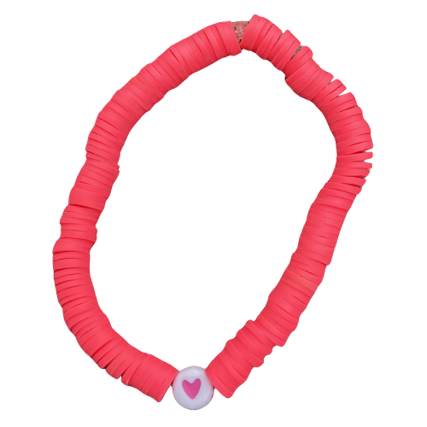 Armbandje fuchsia met hartje