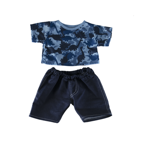 Blauwe dino shirt outfit