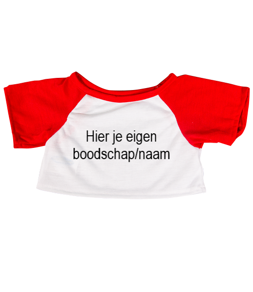 T-shirt met rode mouwen bedrukt