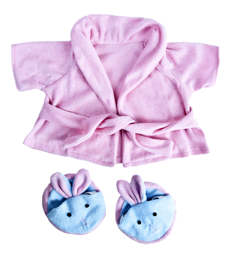 Roze badjas met pantoffels