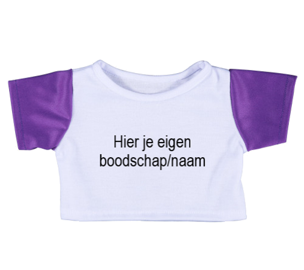T-shirt met paarse mouwen bedrukt