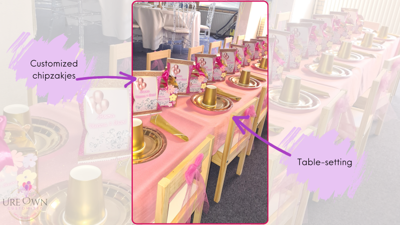 Gepersonaliseerde party items, kids party, table setting, party favors