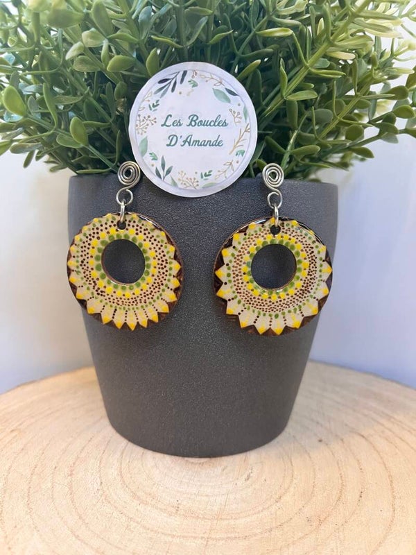 Boucles bois peinture argentée