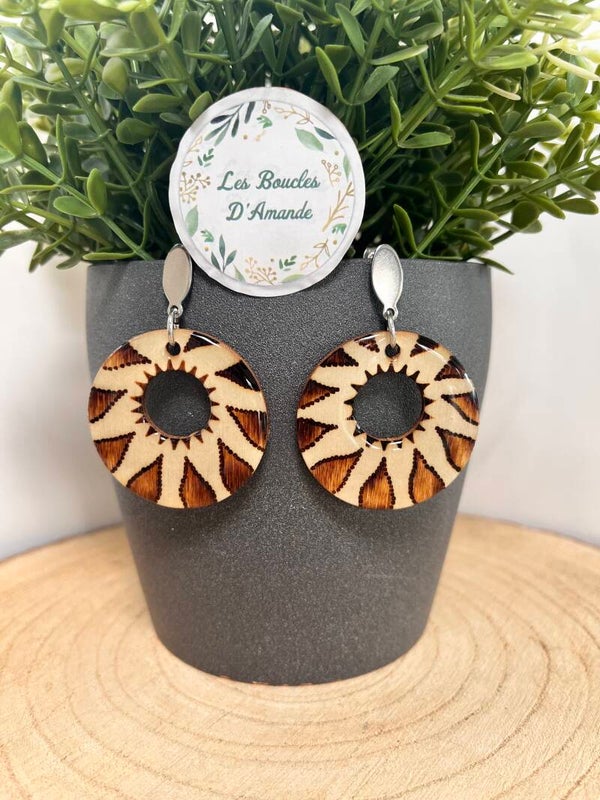 Boucles bois soleil argenté