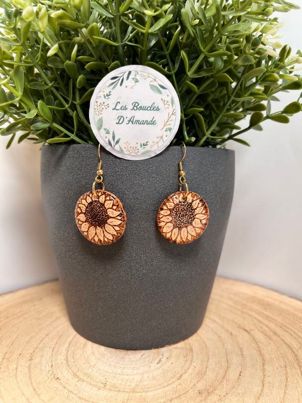 Boucles bois Tournesol