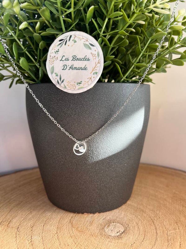 Collier double cœur argenté