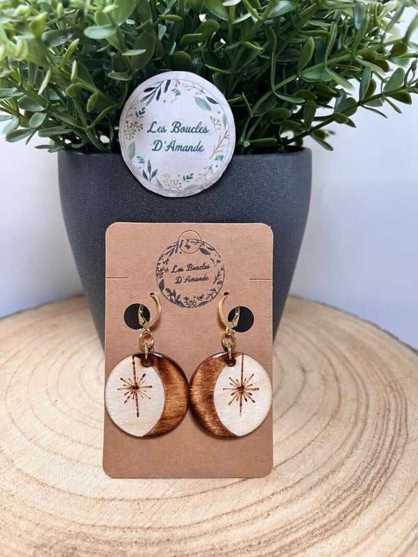 Boucles bois étoile sous la lune - Doré
