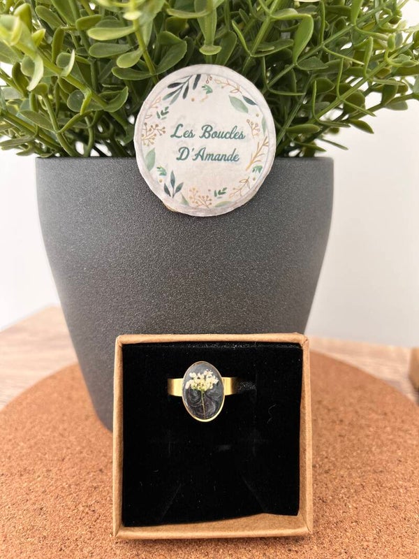 Bague florale carotte sauvage dorée