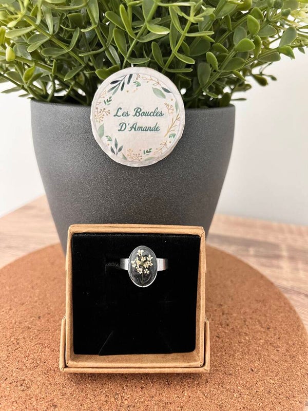 Bague acier ovale carotte sauvage argenté