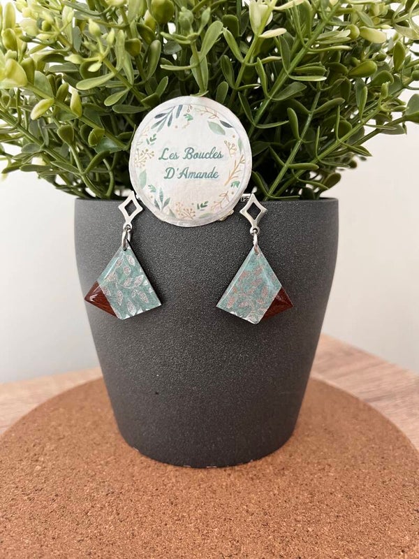 Boucles bois bleu argenté