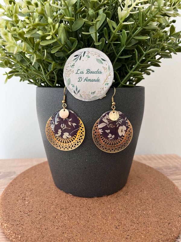Boucles rosaces fleurs dorées