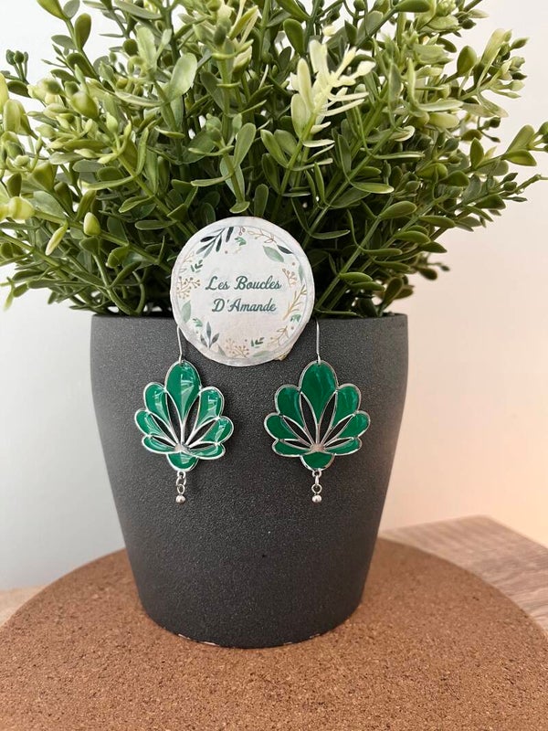 Boucles acier vertes argentées