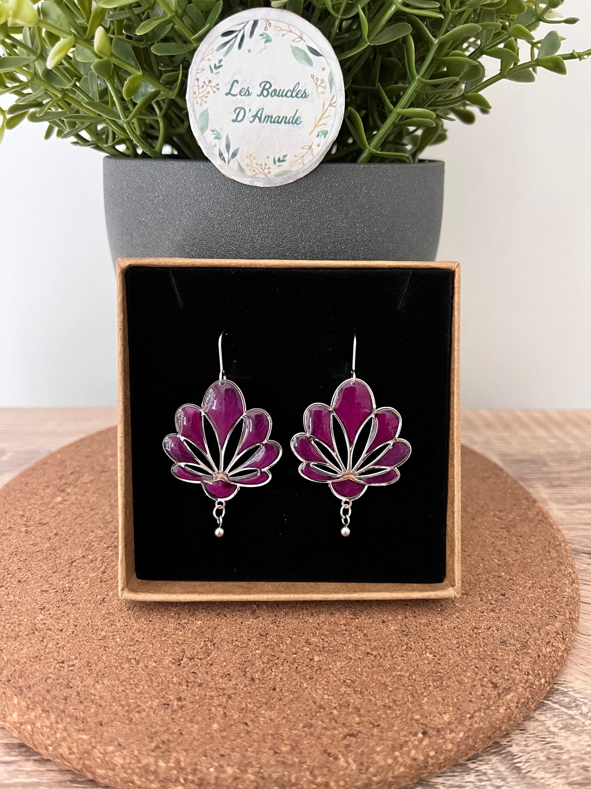 Boucles florales pivoine argentées