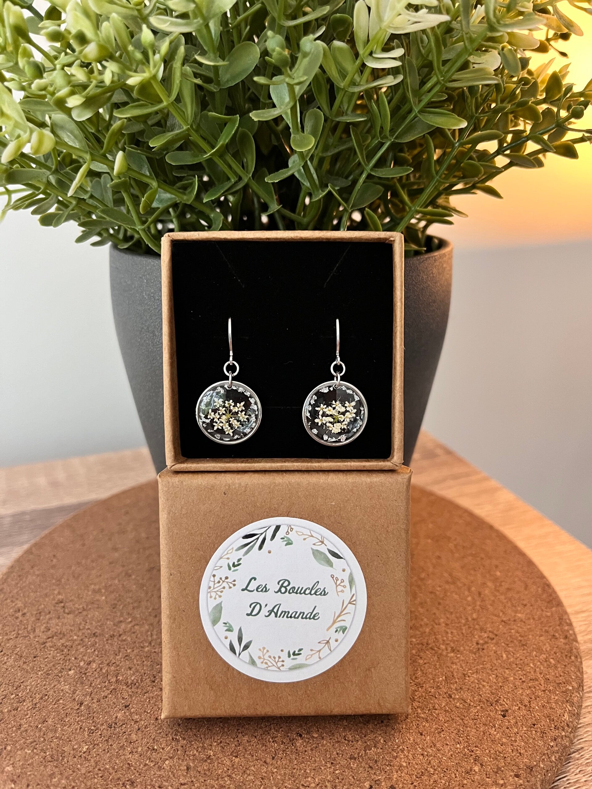 Boucles florales carotte sauvage argenté