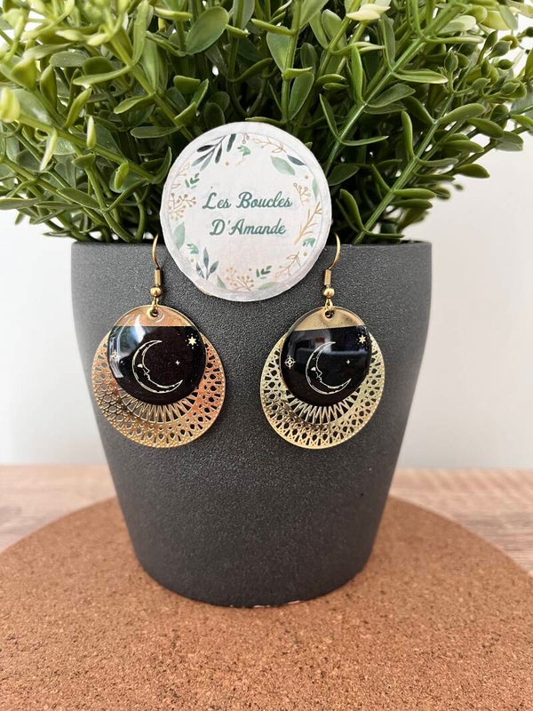 Boucles rosaces lune dorée