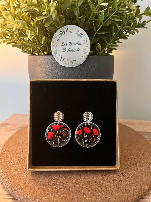 Boucles florales rouge dorée