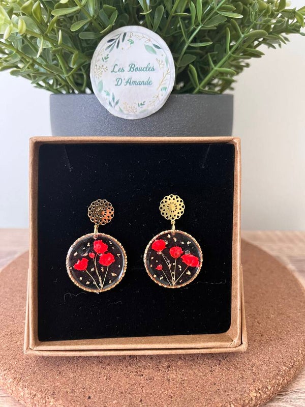 Boucles florales coquelicot dorée