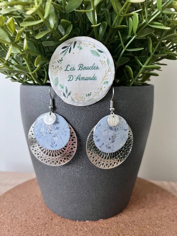 Boucles rosaces bleutée argenté