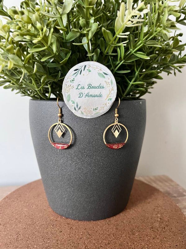 Boucles rondes rouges dorées