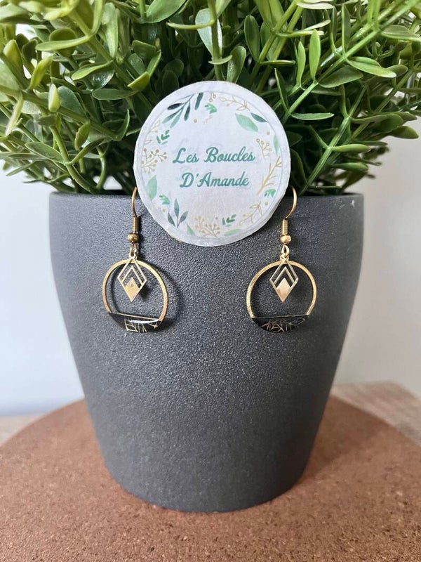 Boucles rondes noires dorées