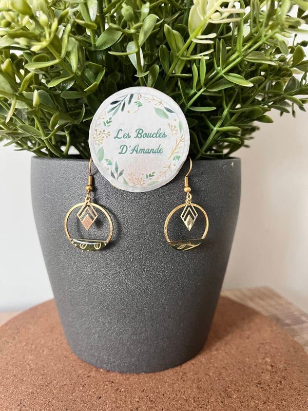 Boucles rondes vertes dorees