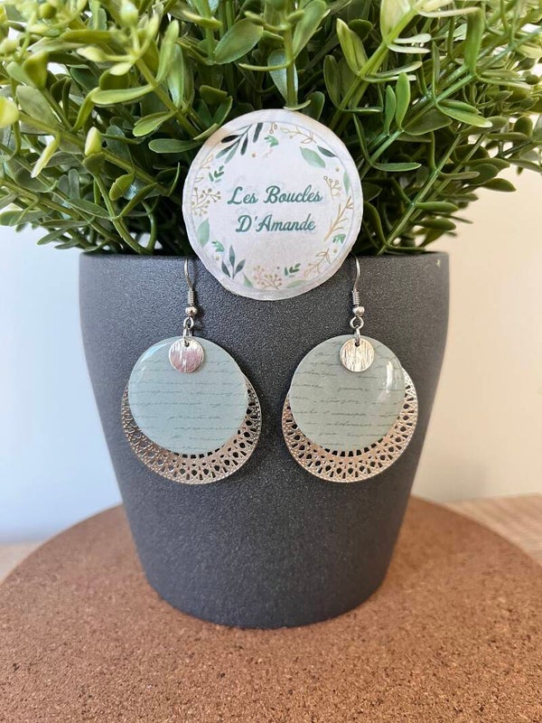 Boucles rosaces verte argenté