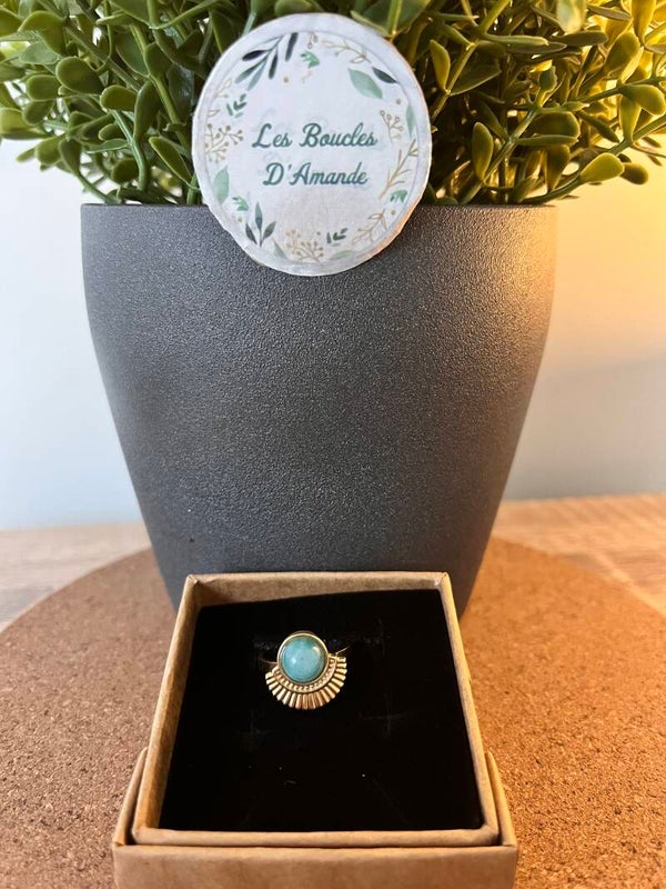 Bague amazonite dorée