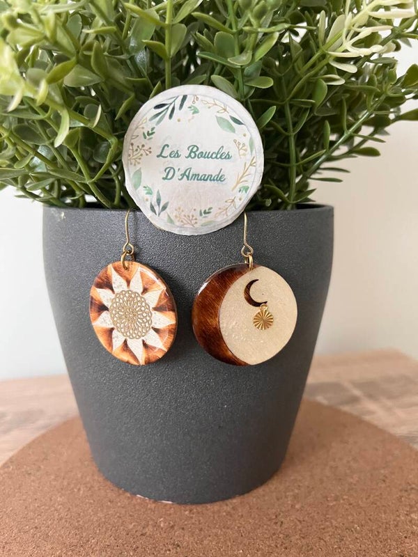 Asymétrique bois soleil lune