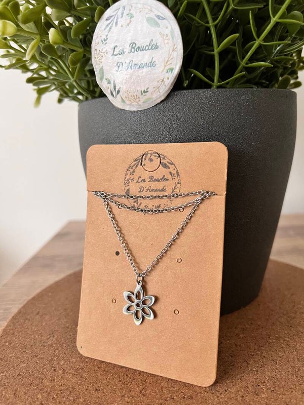 Collier fleur argenté