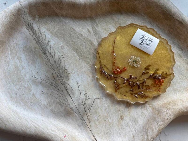 Gold & Autumn Flower Large Coaster