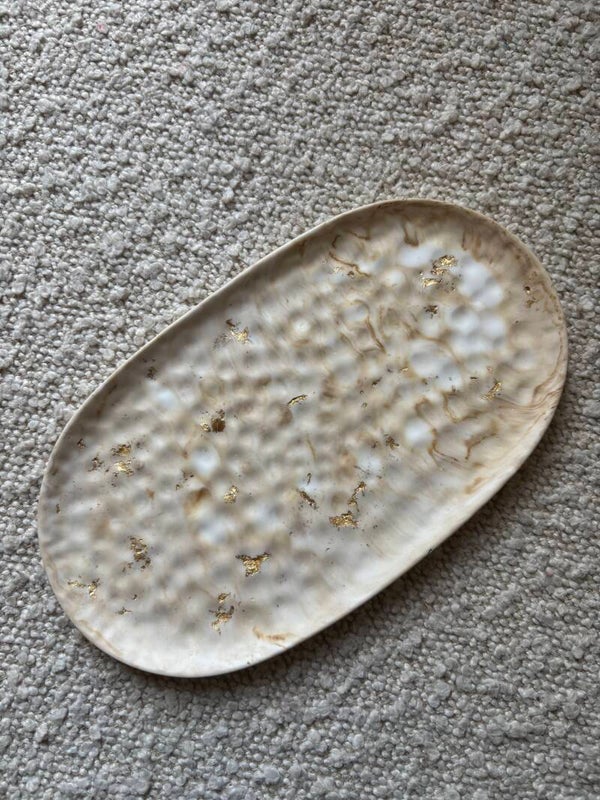 Gold Leaf Dimpled Trinket Tray