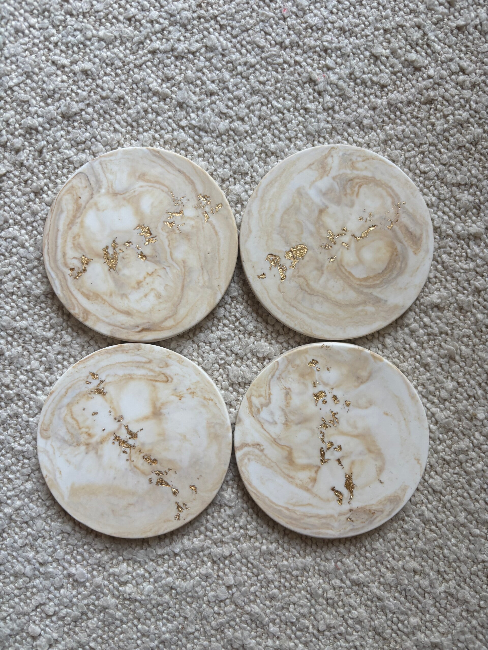 Sand and Marble Golf Leaf Coasters (Set of 4)