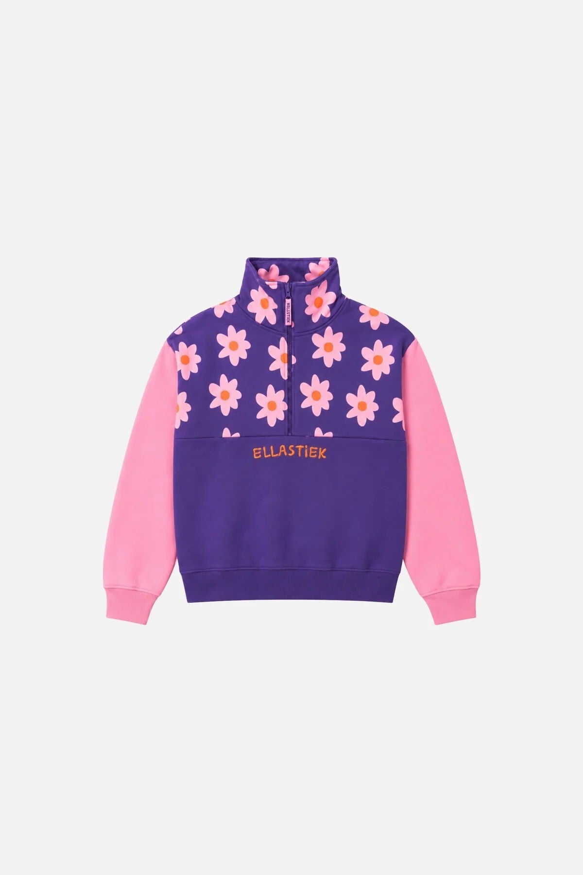 Sweater Kwinn | Paars Roze bloem | Ellastiek