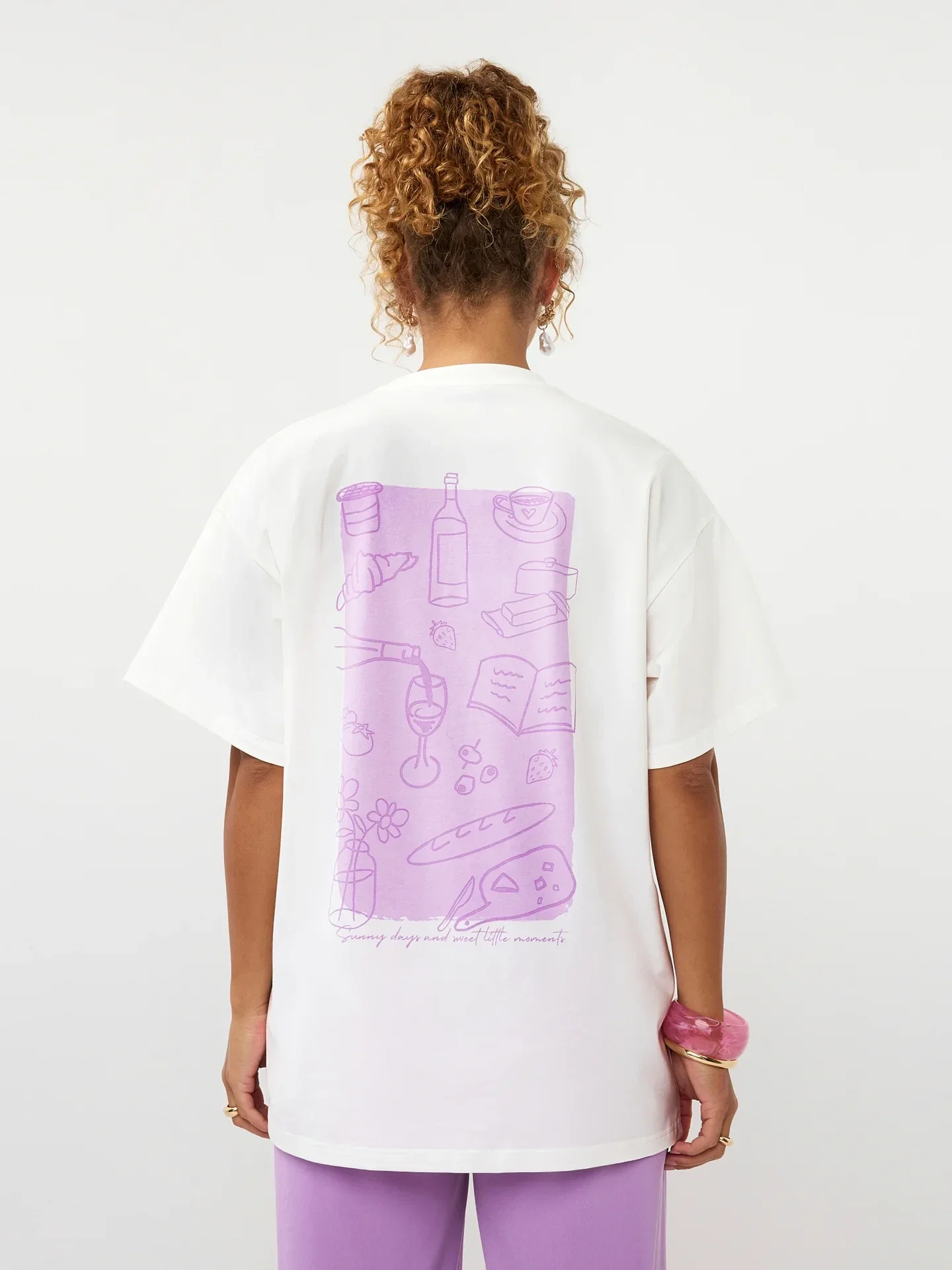 T-shirt Picknick | Off white Violet | Ydence