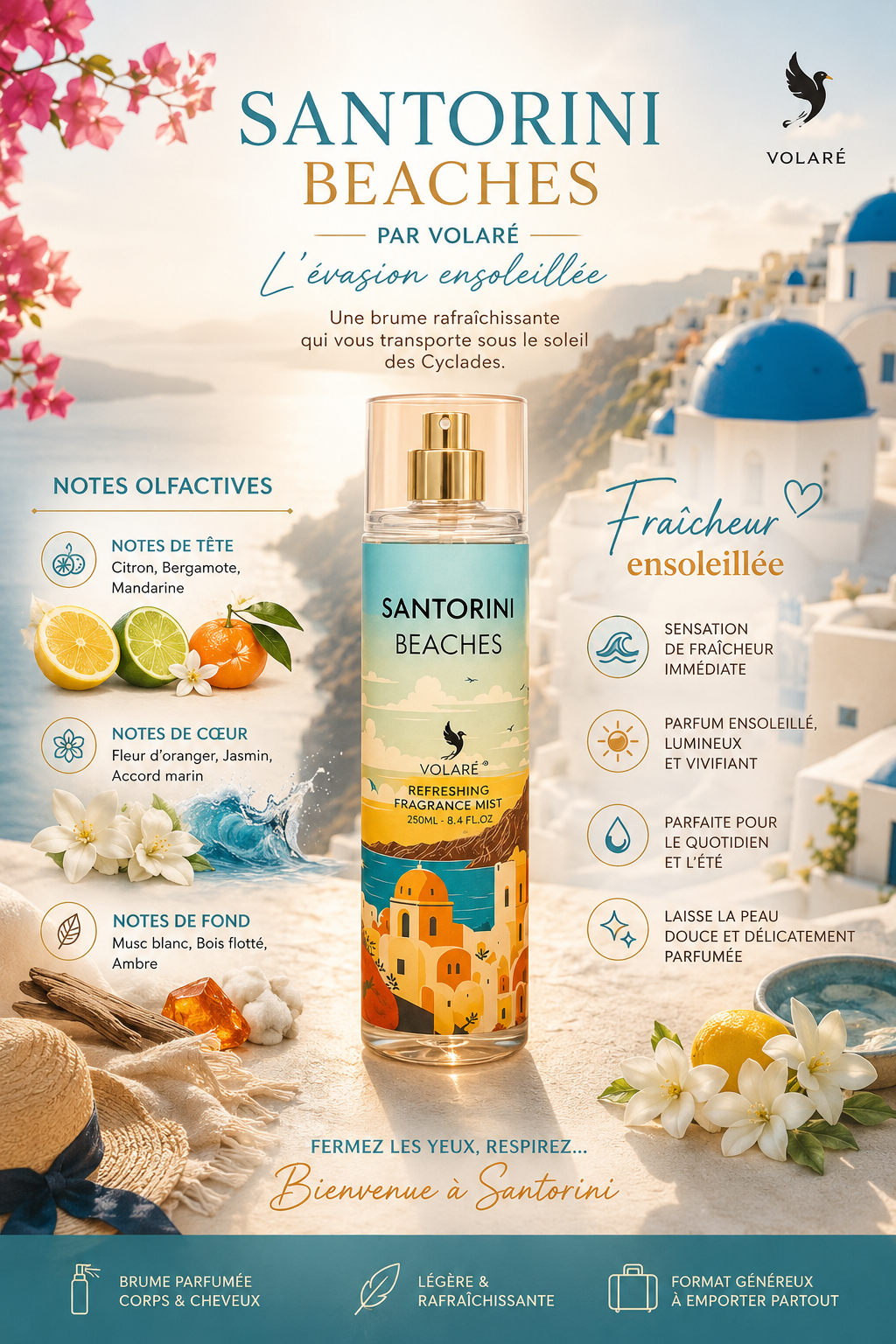 Santorini Beaches – Brume Parfumée 250 ml Volaré