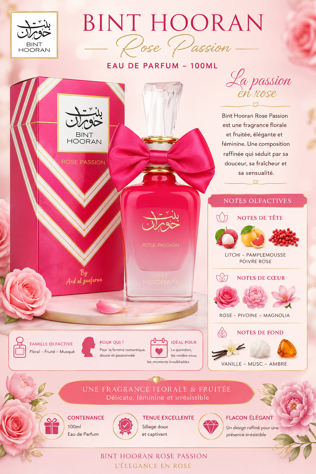Bint Hooran Rose Passion – Eau de Parfum 100 ml – Ard Al Zaafaran