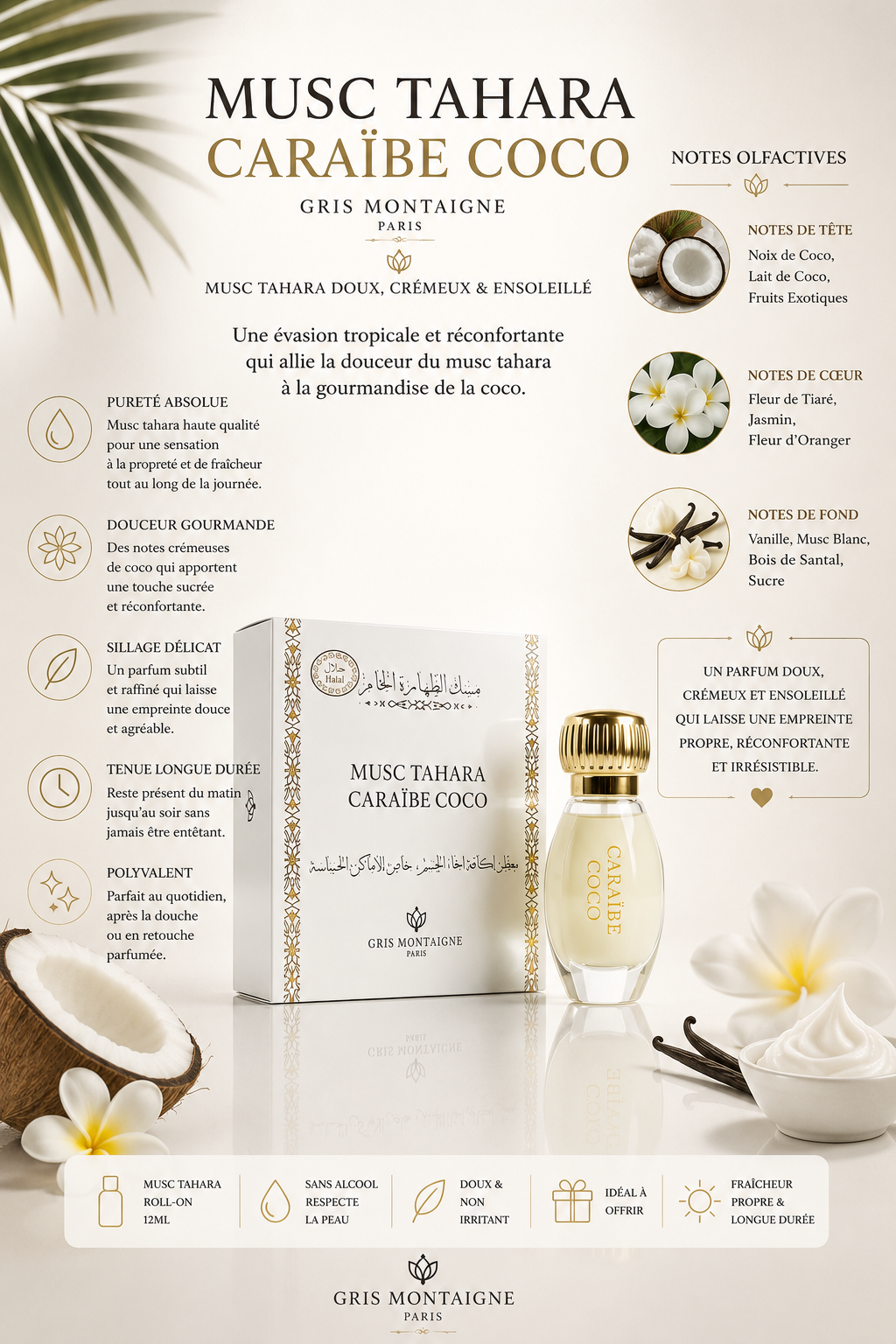 Musc Tahara Caraïbe Coco – 12 ml – Gris Montaigne Paris