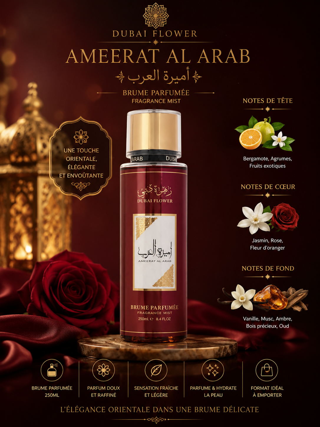 Brume Parfumé corps et Cheveux - Ameerat El Arab 250ml