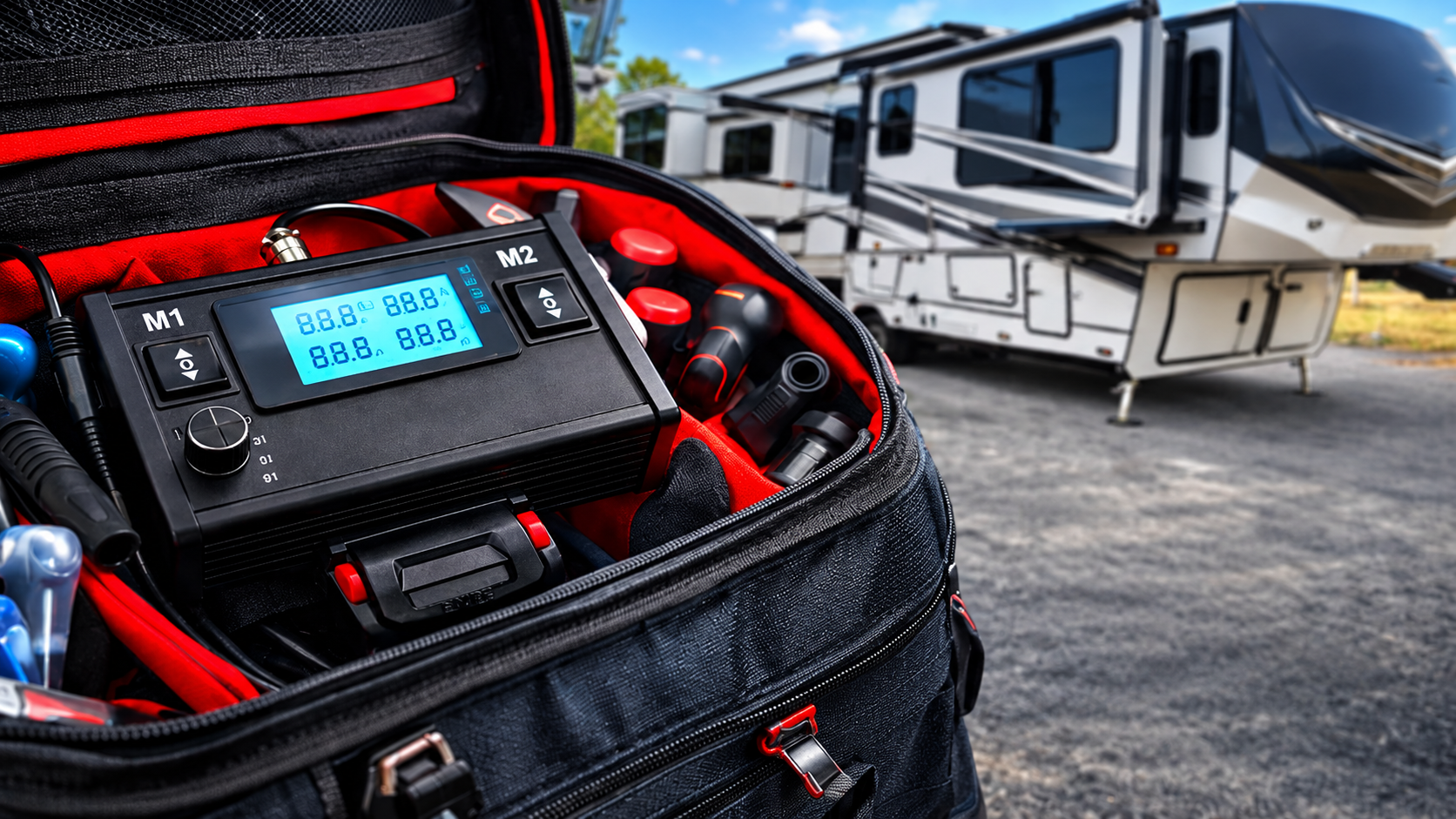 SkillAbove CODDIWOMPLE Pro RV diagnostic tool used for mobile RV diagnostics