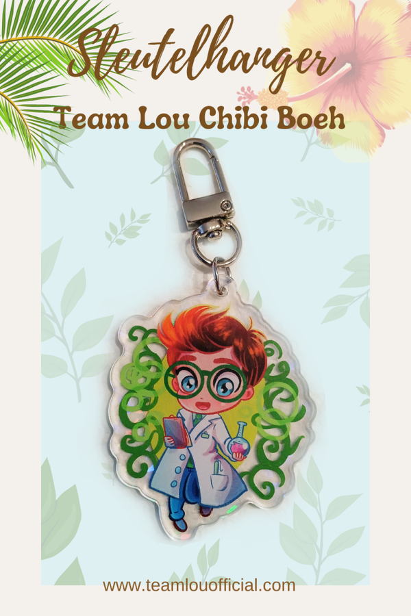 Acryl Sleutelhanger Team Lou Boeh Wetenschapper – Schattige Chibi Uitvinder met Bril & Labjas
