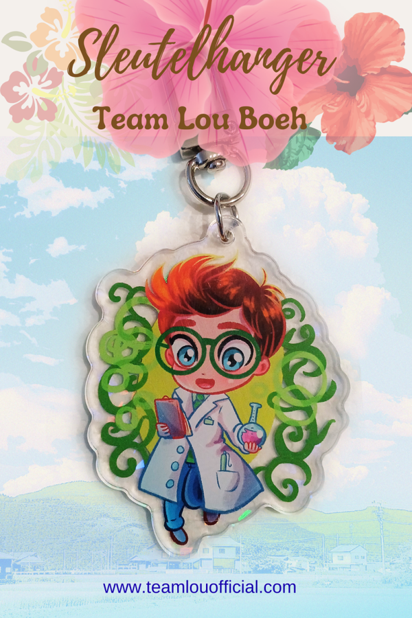 Acryl Sleutelhanger Team Lou Boeh Wetenschapper – Schattige Chibi Uitvinder met Bril & Labjas