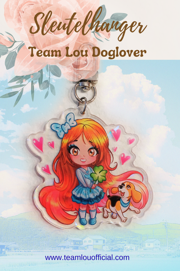 Team Lou Acryl Sleutelhanger – Anime Chibi Meisje Kim met Hondje