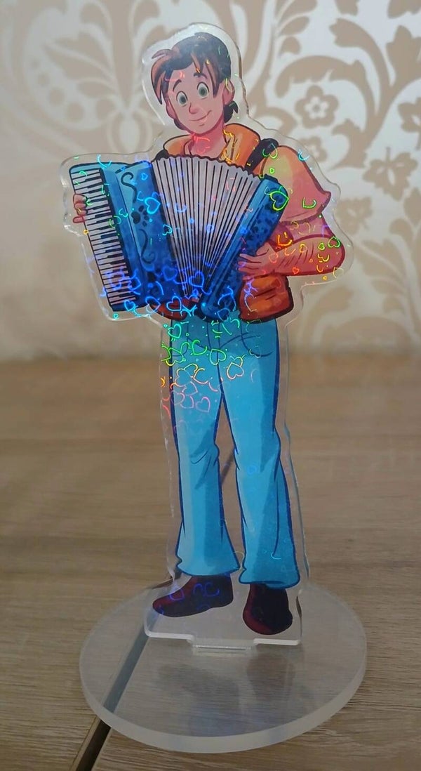 Team Lou Acryl Standee Alex Accordeonist – Met Holografisch Hartjes Effect (Holo Heart Shape)