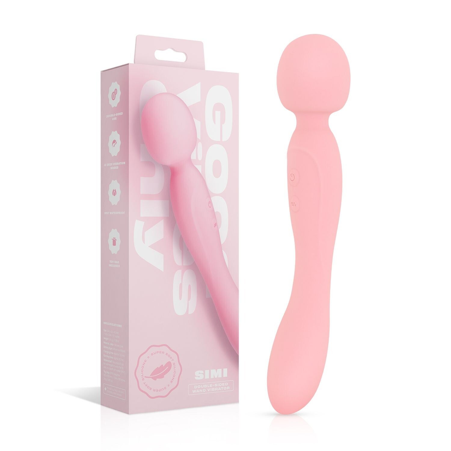 Good Vibes Only - Dubbelzijdige Wand Vibrator - Soft Silicone - Roze