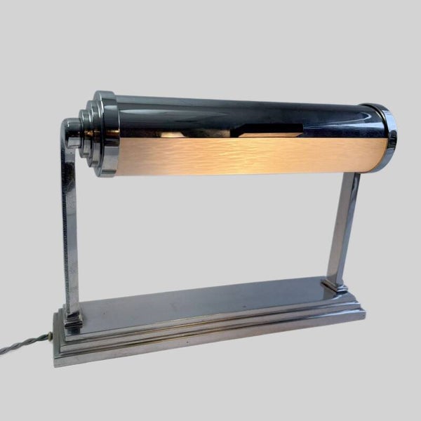 French art deco chromed desk lamp