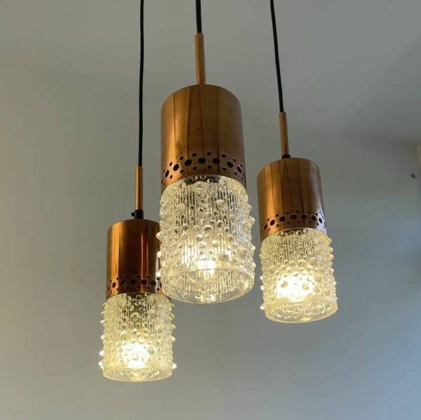 1970ies lamp perforated copper and glass