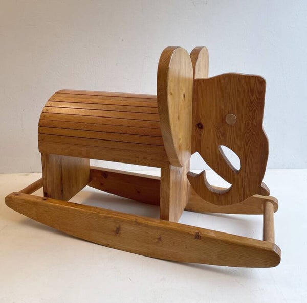 Mid-Century Modern Pine Rocking Elephant