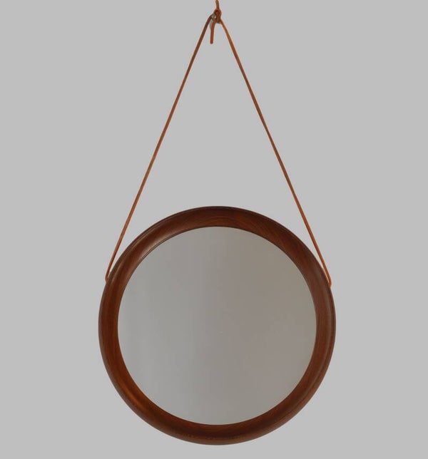 danish modern teak mirror 30 cm